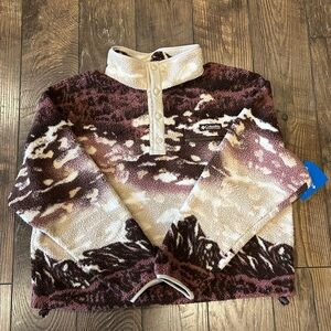 Columbia Cream and Brown Fleece Pullover